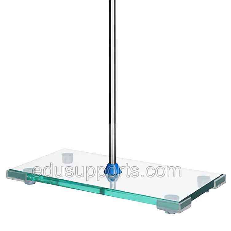 Retort Stand Reinforced Glass Rectangular Base (11x6 Inch, 3.21 lbs) with 0.39 Inch Tapped Bush, corrosion-resistant, China Top Supplier.