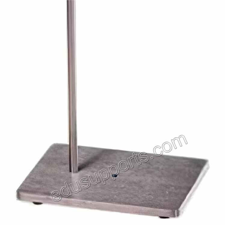 Retort Support Stand with 8x6 Inch Stainless Steel Base (4.62 lbs), Dual Tapped Bushes, and Non-slip Pad for laboratory support.