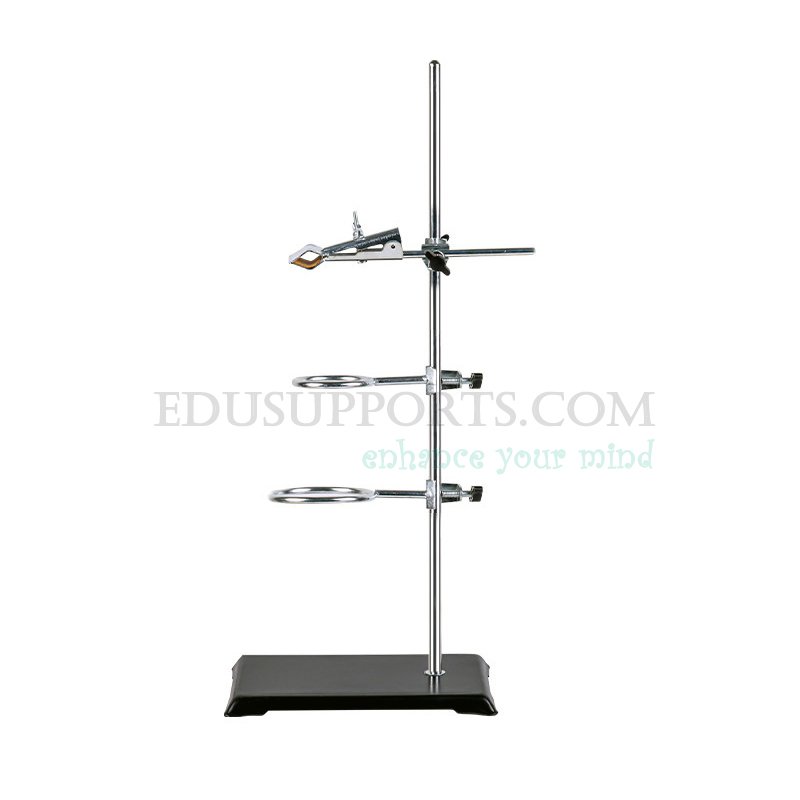 Carbon steel retort stand series – 30cm mini, 40cm, 50cm, 60cm with clamps and iron rings