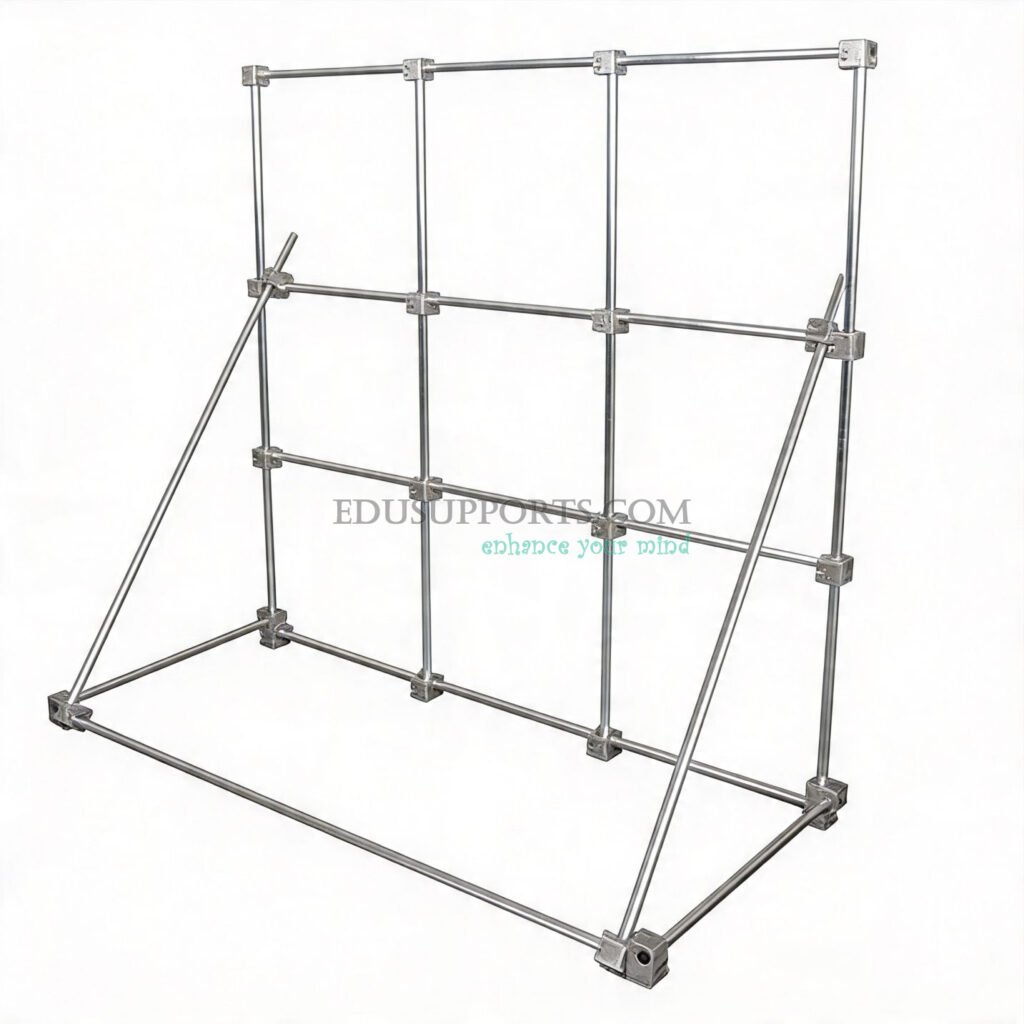 Heavy-duty lab frame kit with reinforced cross bars for maximum stability – 4-post design with horizontal bracing on all sides