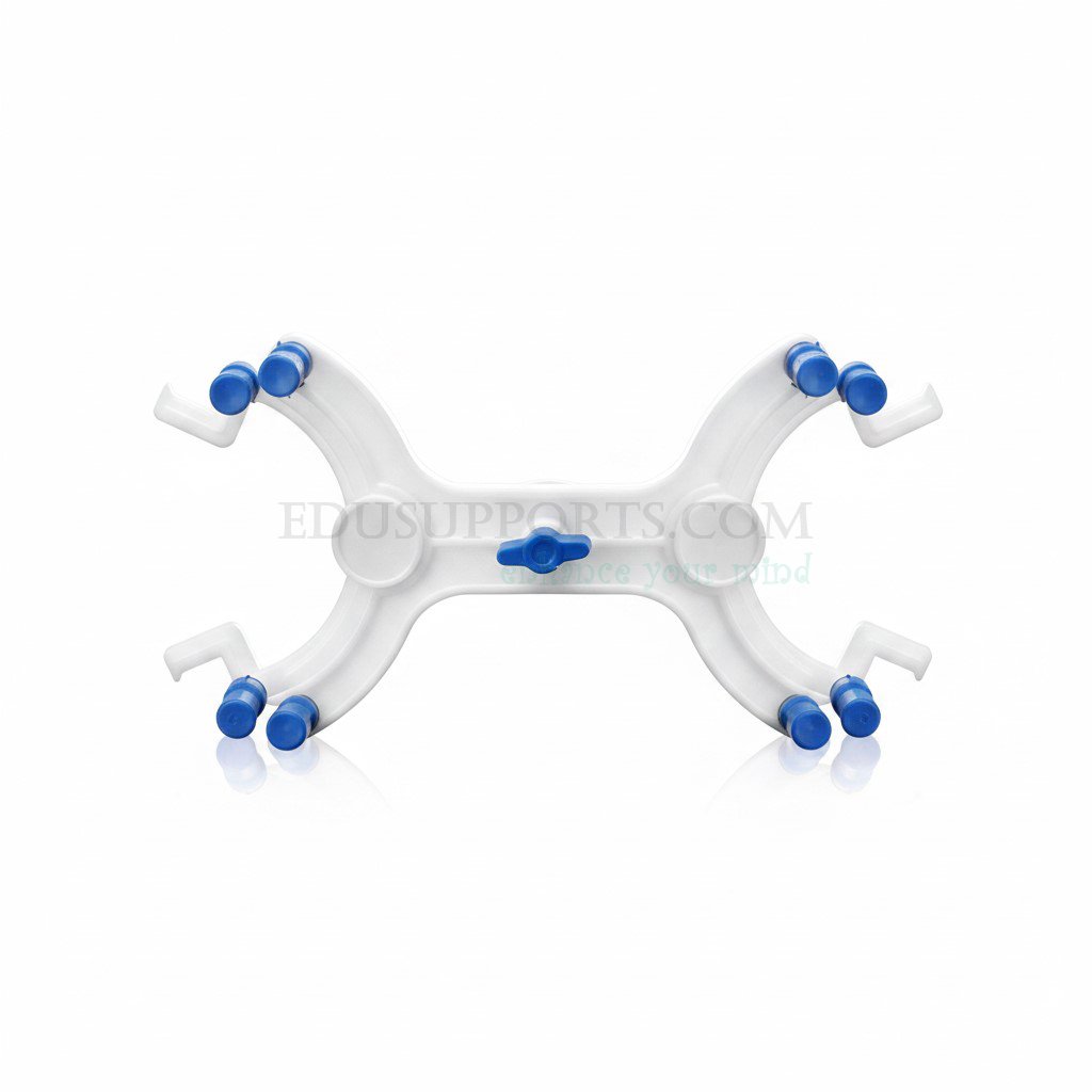 plastic-burette-clamp-double-sided.Plastic burette clamp double sided SKU 0207010180-01, max opening 30mm, total width 231mm, fits iron stand and titration stand