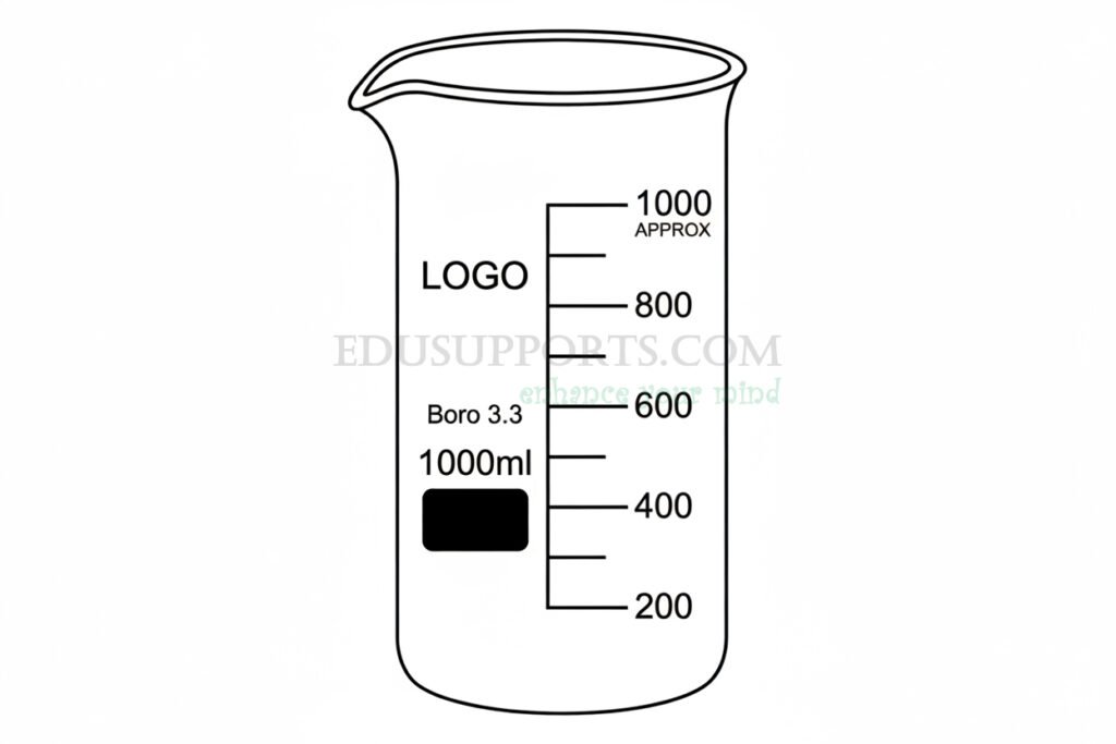 EduSupports Berzelius tall-form beaker with spout product photo – borosilicate glass with printed graduations