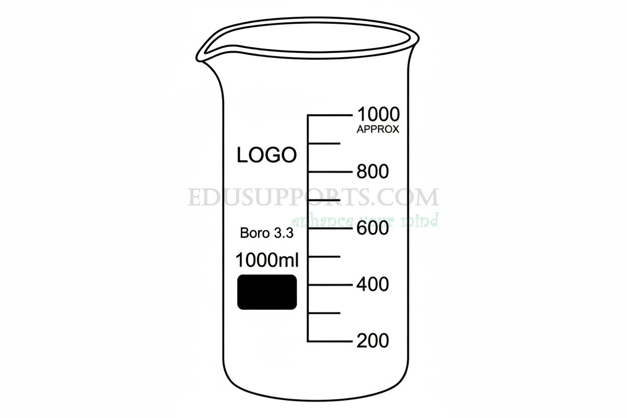 EduSupports Berzelius tall-form beaker with spout product photo – borosilicate glass with printed graduations