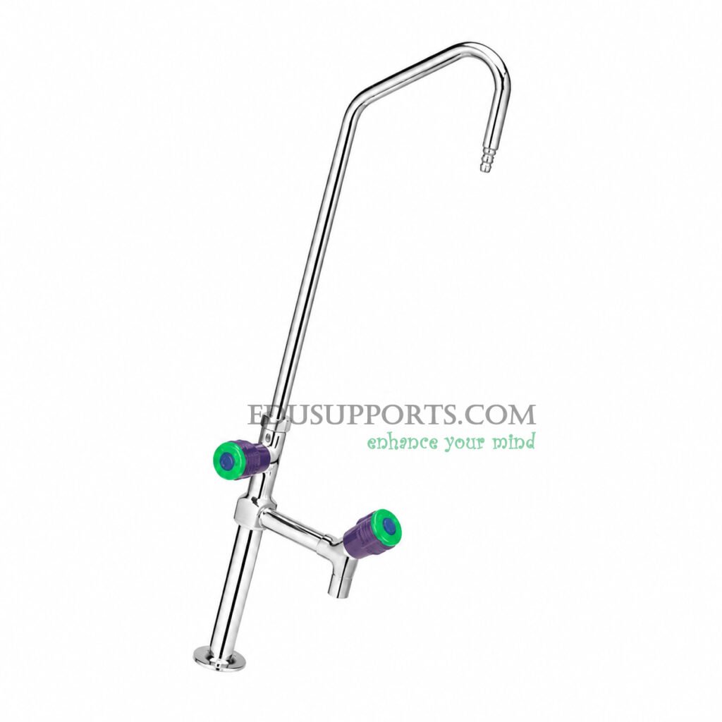 Dual-post laboratory faucet chrome plated angle spout square spout
