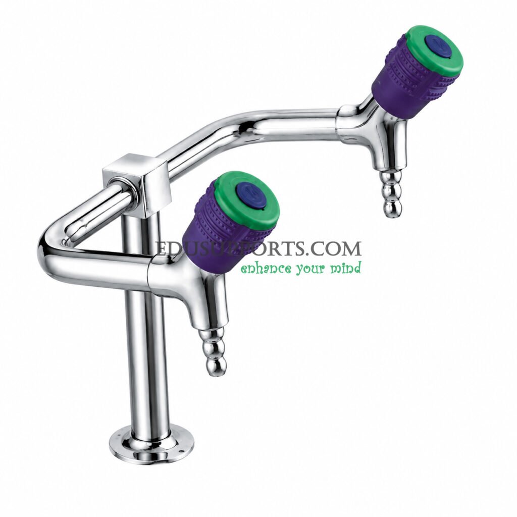 Dual-post laboratory faucet chrome plated flat double pointed nozzle