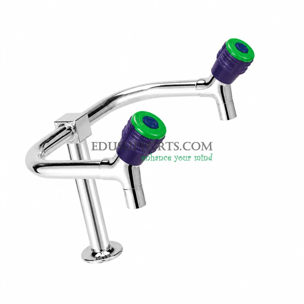 Dual-post laboratory faucet chrome plated flat double square spout