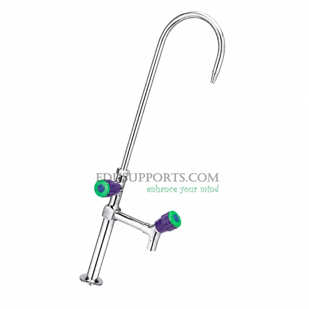 Dual-post laboratory faucet chrome plated gooseneck with square bend