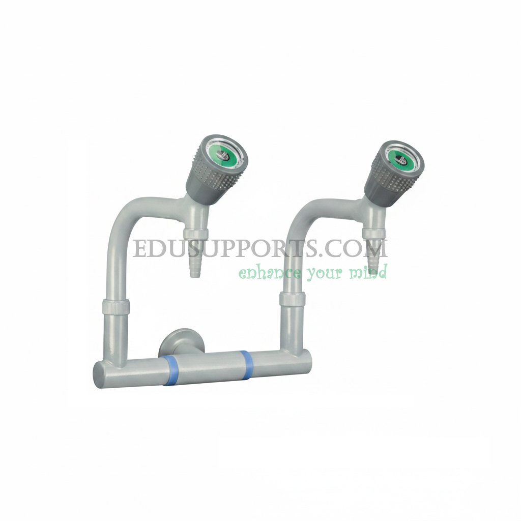 Dual-post laboratory faucet grey epoxy pointed nozzle double gooseneck
