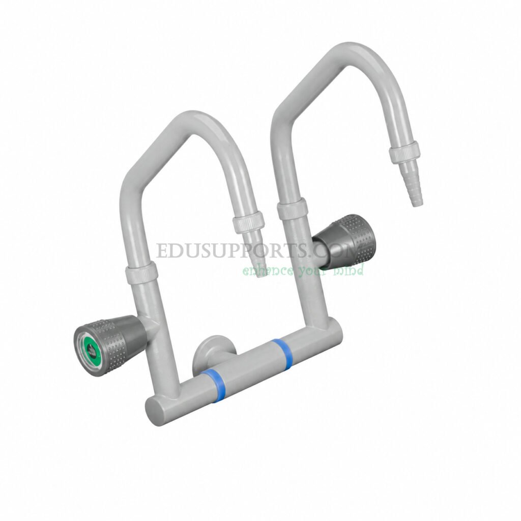Dual-post laboratory faucet grey epoxy pointed nozzle double gooseneck standard