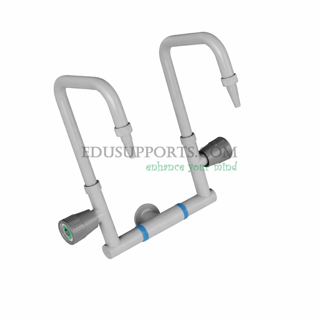 Dual-post laboratory faucet grey epoxy pointed nozzle double gooseneck standard model