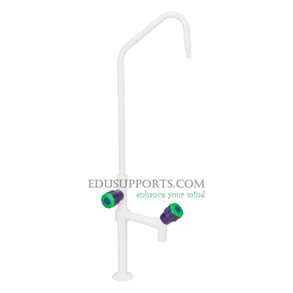 Dual-post laboratory faucet white epoxy angle spout eco friendly