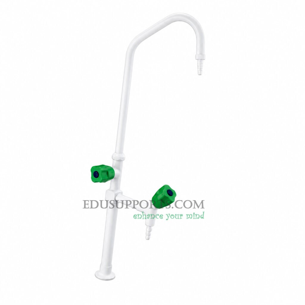 Dual-post laboratory faucet white epoxy angle spout high grade