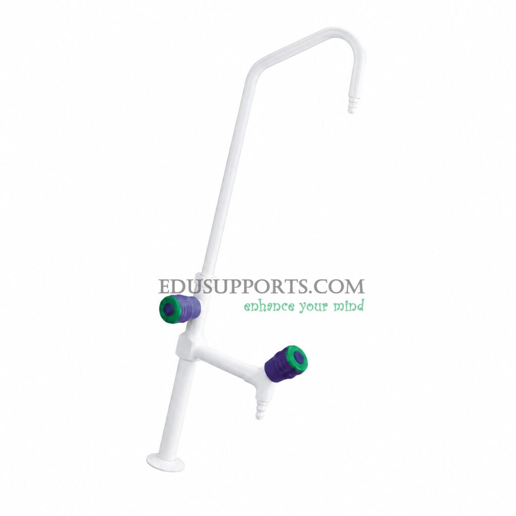 Dual-post laboratory faucet white epoxy angle spout pointed nozzle eco friendly