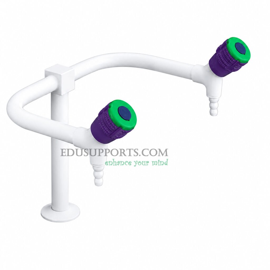 Dual-post laboratory faucet white epoxy flat double pointed nozzle eco friendly