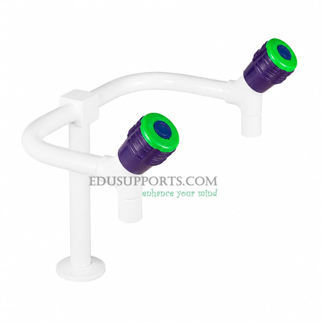 Dual-post laboratory faucet white epoxy flat double square spout eco friendly