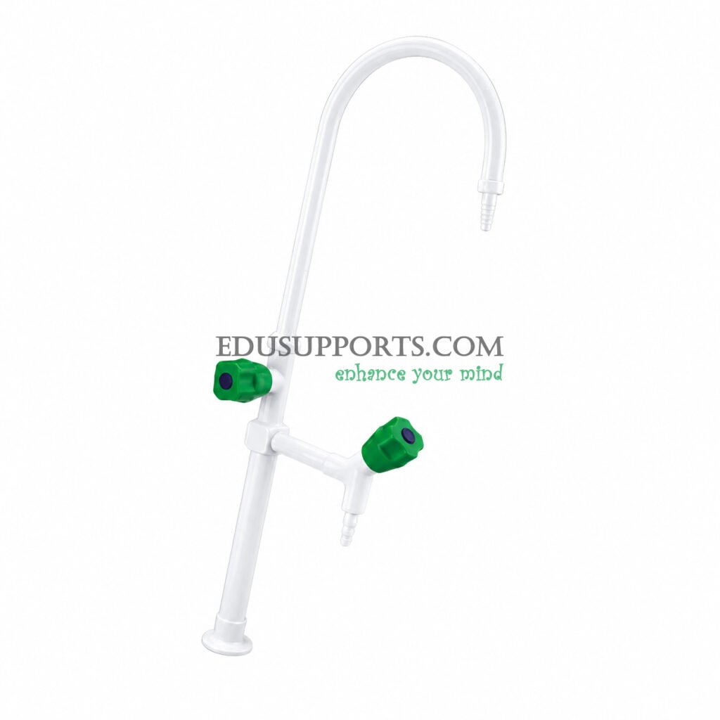 Dual-post laboratory faucet white epoxy gooseneck high grade