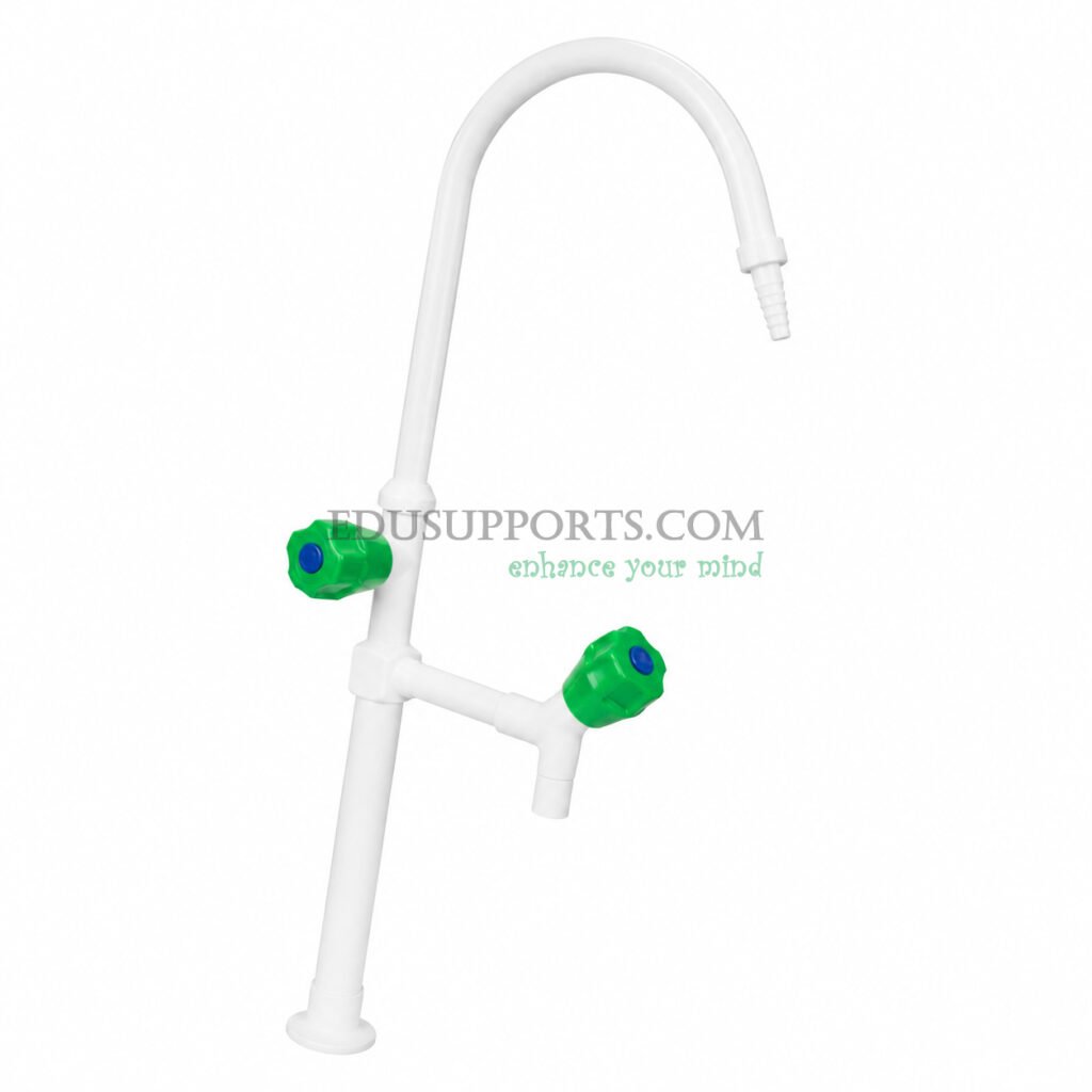 Dual-post laboratory faucet white epoxy gooseneck with square bend high grade
