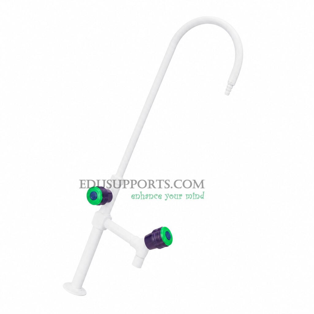 Dual-post laboratory faucet white epoxy gooseneck standard
