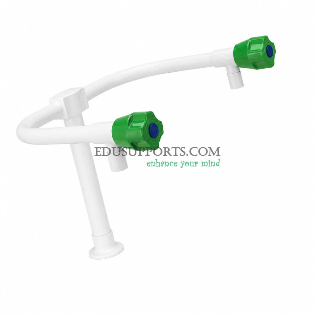 Dual-post laboratory faucet white epoxy square bend high grade