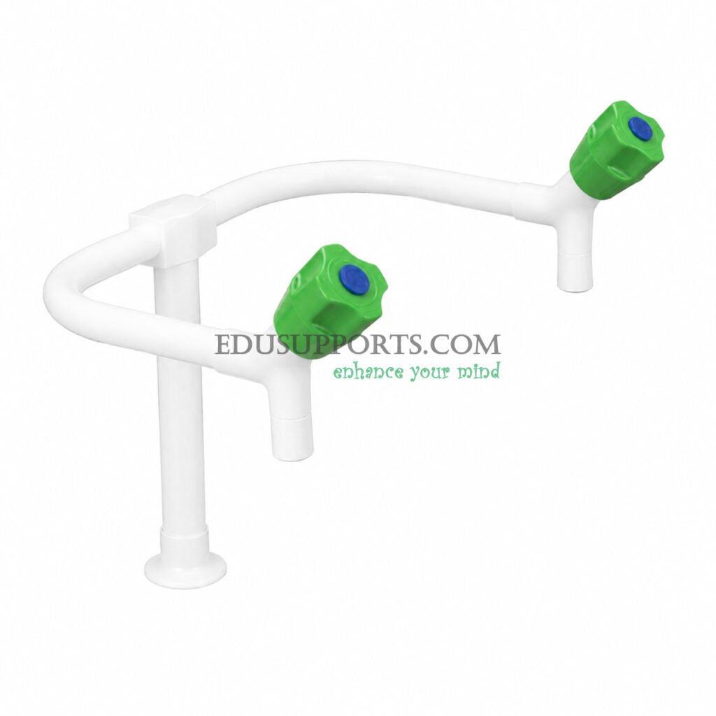 Dual-post laboratory faucet white epoxy square bend high grade deluxe
