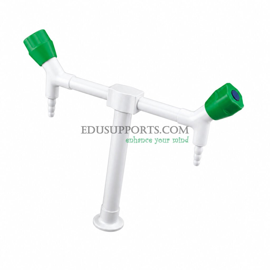 Dual-post laboratory faucet white epoxy T-type standard high grade