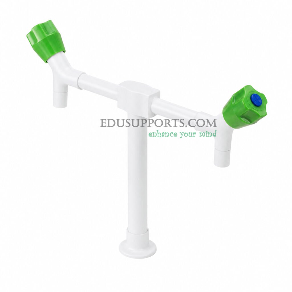 Dual-post laboratory faucet white epoxy T-type with square bend high grade