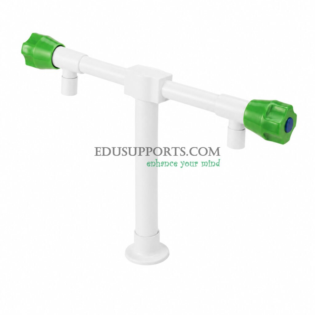 Dual-post laboratory faucet white epoxy T-type square bend premium