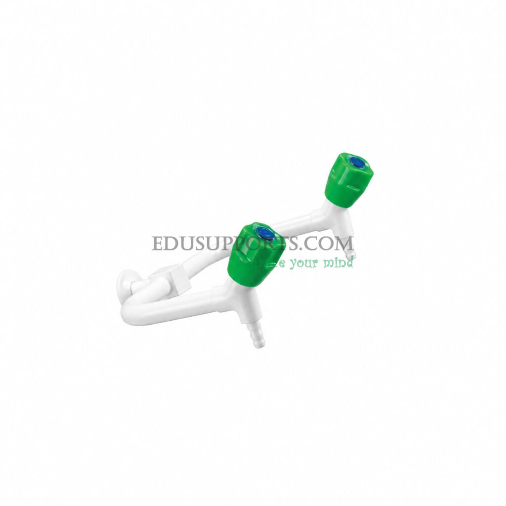 Dual-post laboratory faucet wall mounted white epoxy angle spout