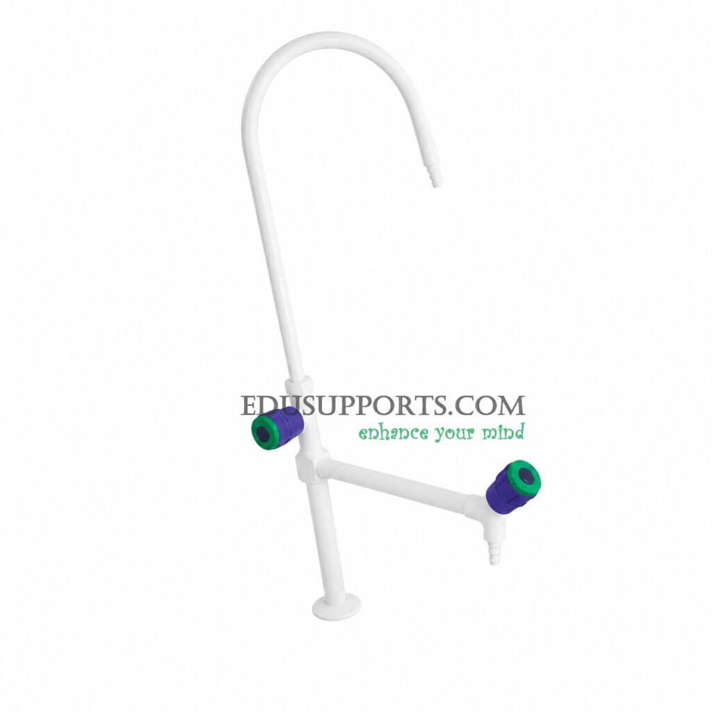 Dual-post laboratory faucet white epoxy wide gooseneck extra wide