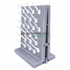 Laboratory drip rack PP 27 rods double-sided grey finish 54 total pegs 130mm detachable pegs wall mounted