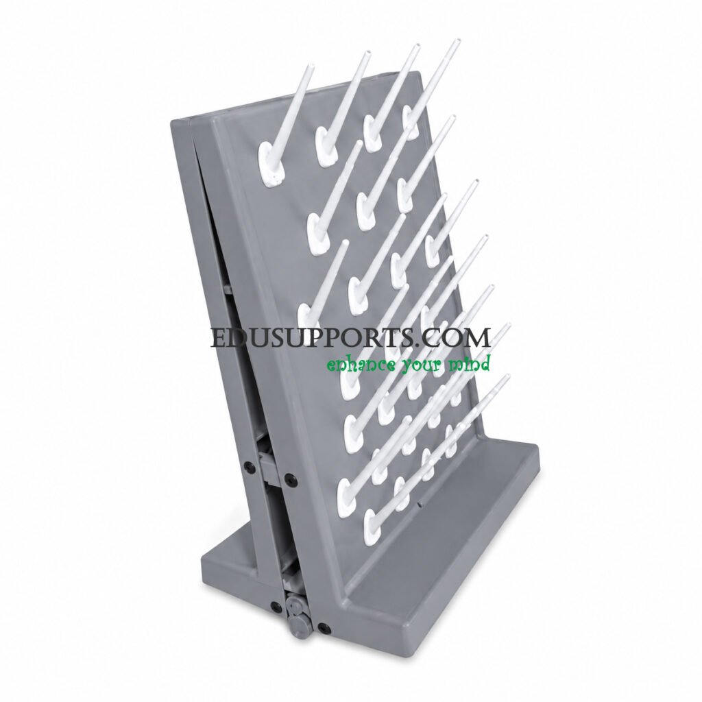 Laboratory drip rack PP 52 rods double-sided grey finish 104 total pegs 130mm detachable pegs wall mounted high capacity