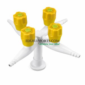 Laboratory gas valve four outlet solid brass white epoxy four gas valve
