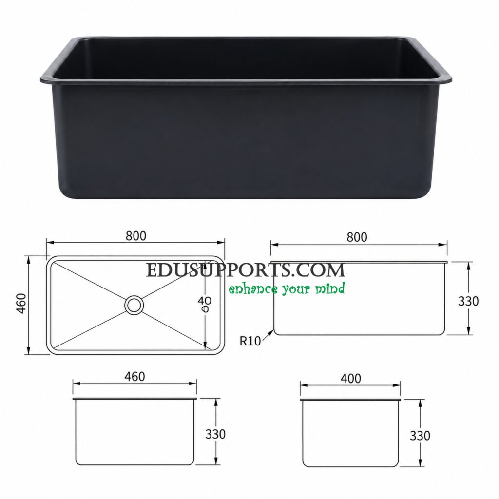 Laboratory PP large sink black heavy duty polypropylene lab sink for high volume use