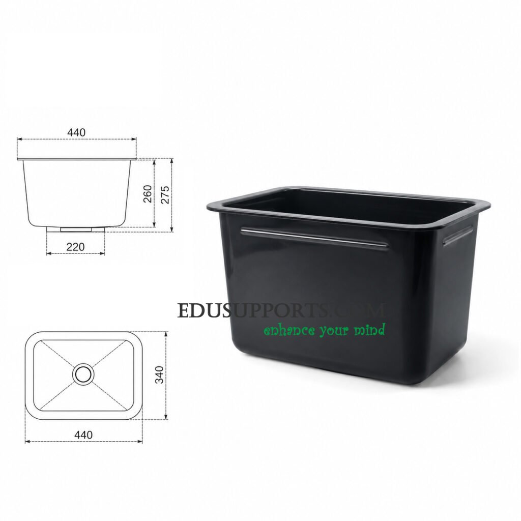 Laboratory PP medium sink black deep rectangular polypropylene lab sink