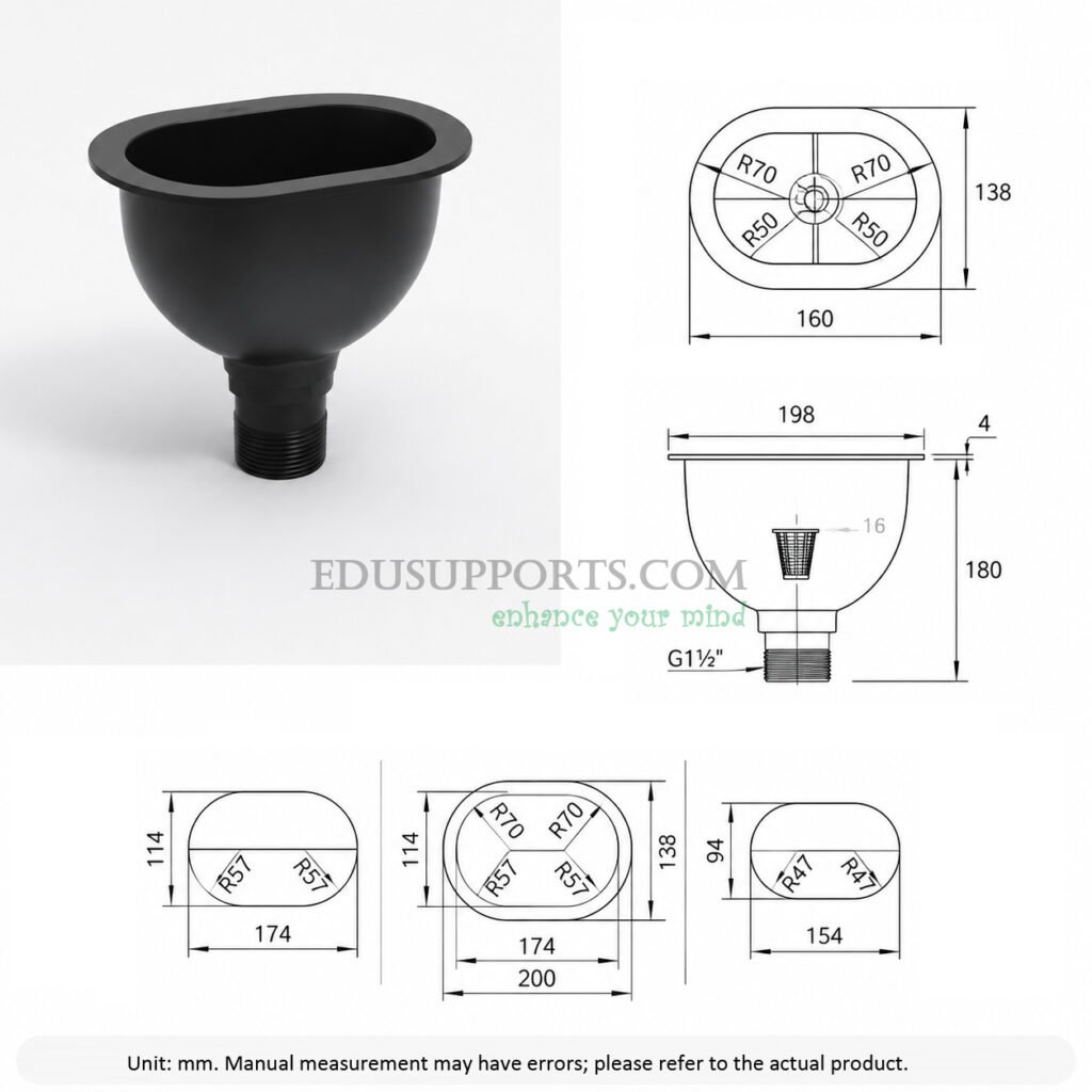 Laboratory PP small sink black chemical resistant polypropylene lab sink