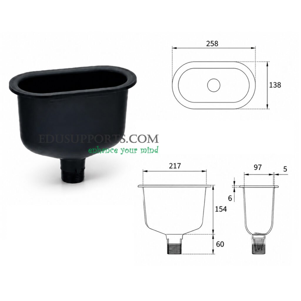 Laboratory PP small sink black deep oval polypropylene lab sink
