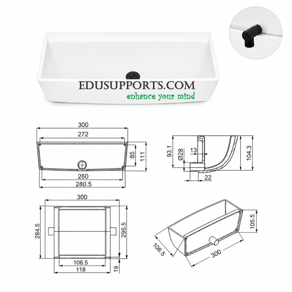 Laboratory PP wall mounted sink white polypropylene space saving lab sink