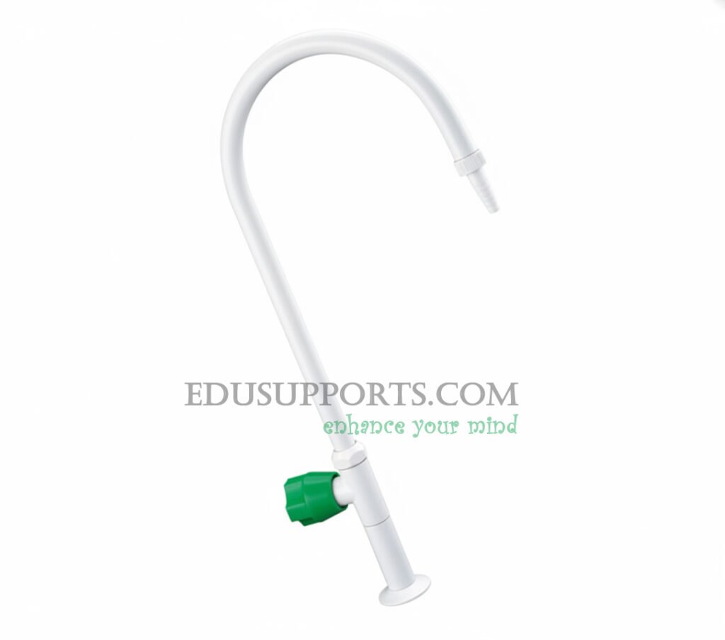 Single-post laboratory faucet gooseneck pointed nozzle white epoxy high grade