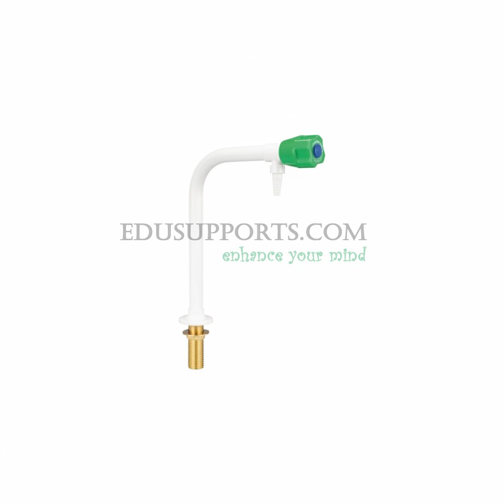 Single-post laboratory faucet low profile pointed nozzle compact white epoxy cockscomb design