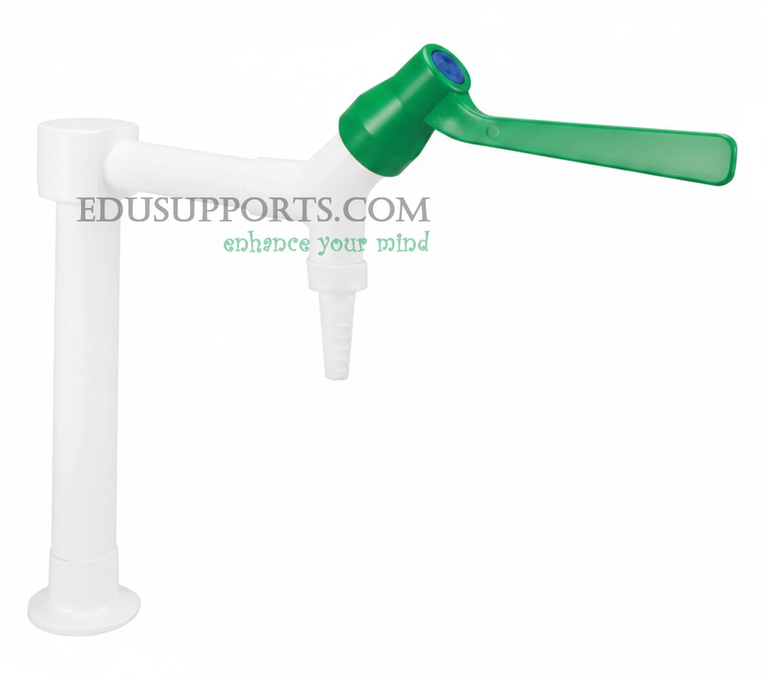Single-post laboratory faucet pointed nozzle with long handle knob white epoxy