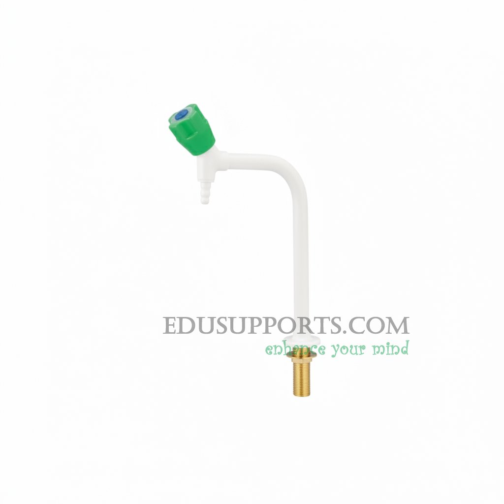 Single-post laboratory faucet pointed nozzle white epoxy finish single bend