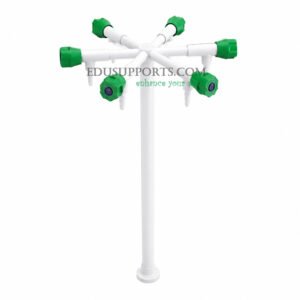 Six-outlet laboratory faucet solid brass white epoxy pointed nozzle hex lab faucet