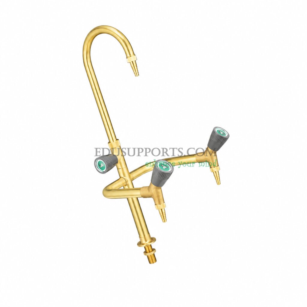 Triple-post laboratory faucet solid brass gooseneck pointed nozzle