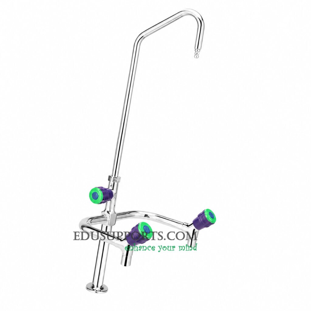 Triple-post laboratory faucet chrome plated angle spout square spout