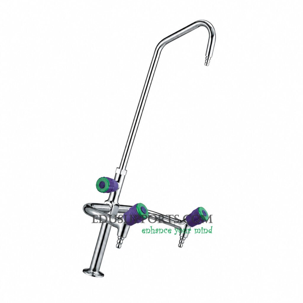 Triple-post laboratory faucet chrome plated gooseneck pointed nozzle deluxe