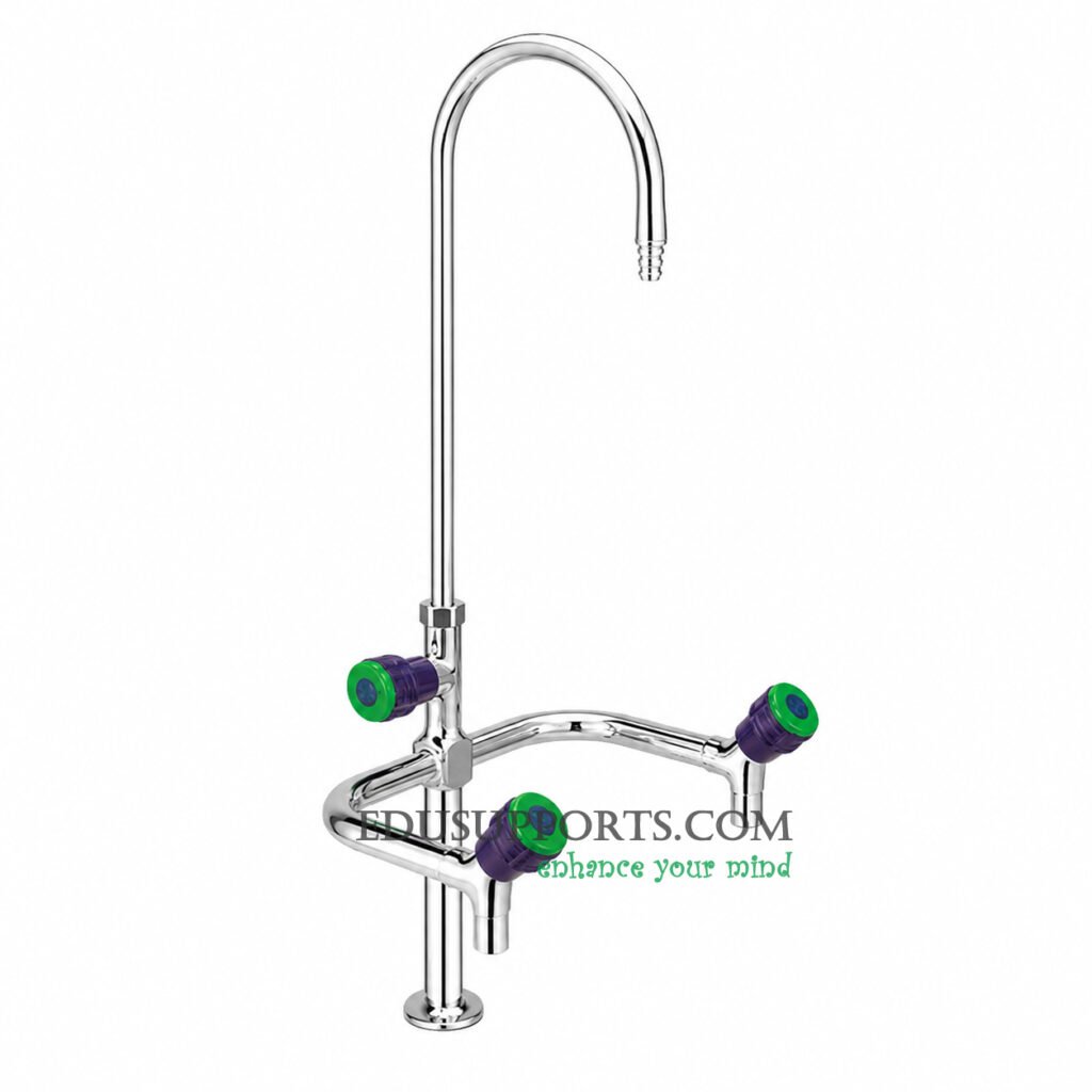 Triple-post laboratory faucet chrome plated gooseneck square bend square spout