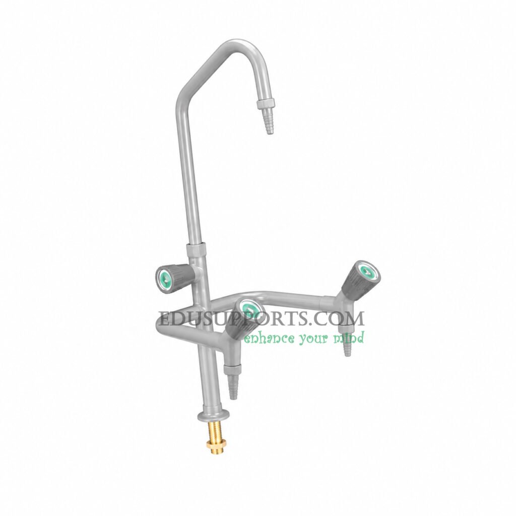 Triple-post laboratory faucet grey epoxy angle spout pointed nozzle