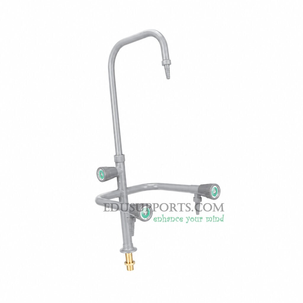 Triple-post laboratory faucet grey epoxy angle spout pointed nozzle standard