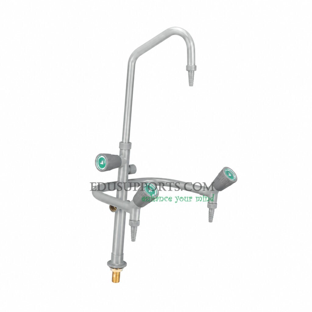 Triple-post laboratory faucet grey epoxy angle spout pointed nozzle professional
