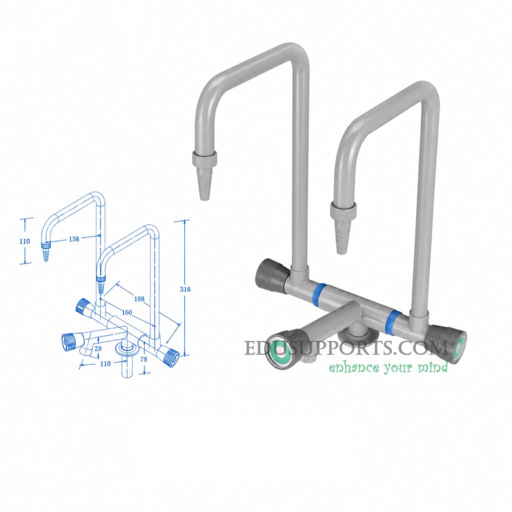 Triple-post laboratory faucet grey epoxy angle spout pointed nozzle series B
